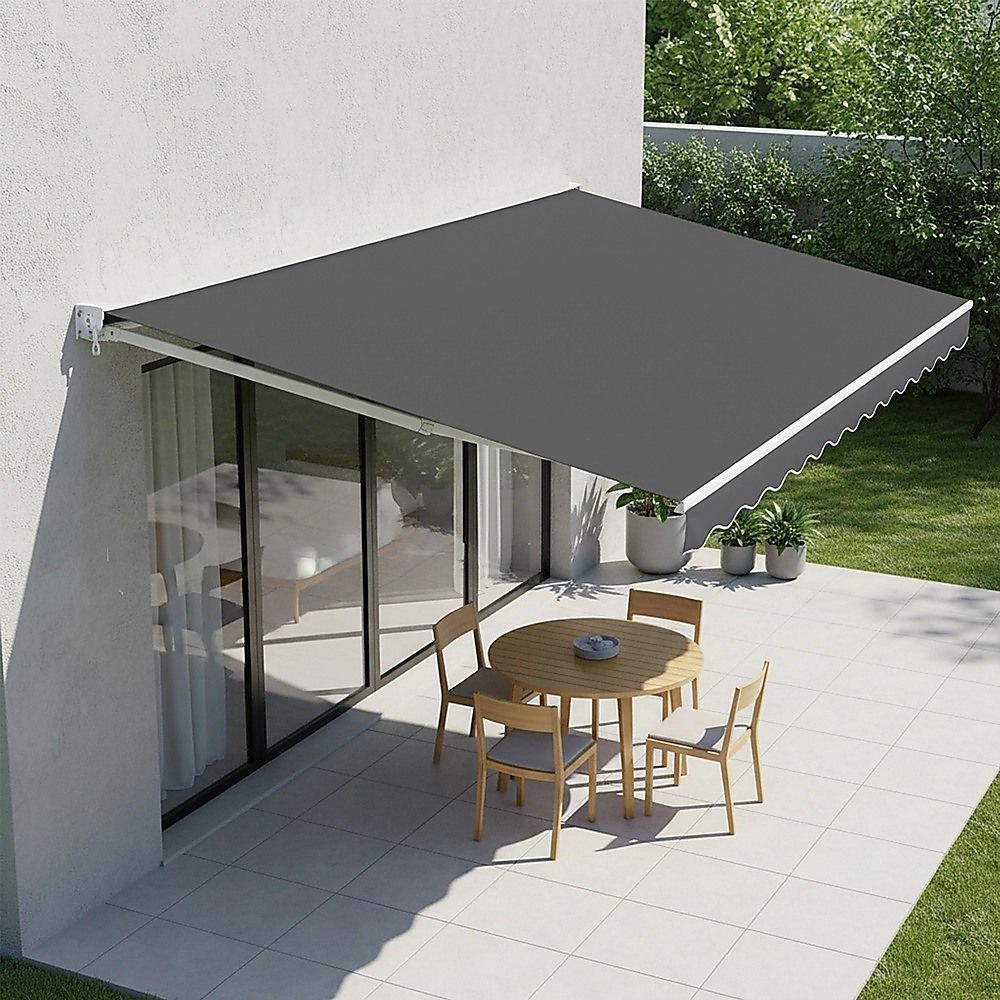 Folding Arm Awning – 3x2.5m Grey Retractable Outdoor Shade
