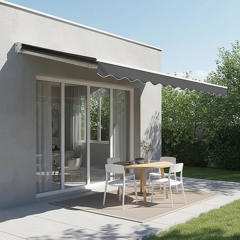 Folding Arm Awning – 3x2.5m Grey Retractable Outdoor Shade