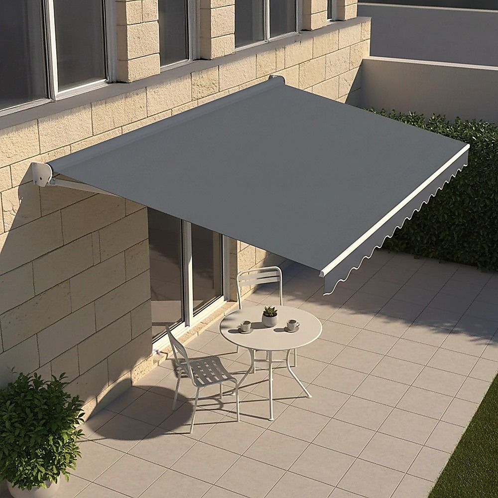 Folding Arm Awning – 4x3m Grey Retractable Outdoor Shade