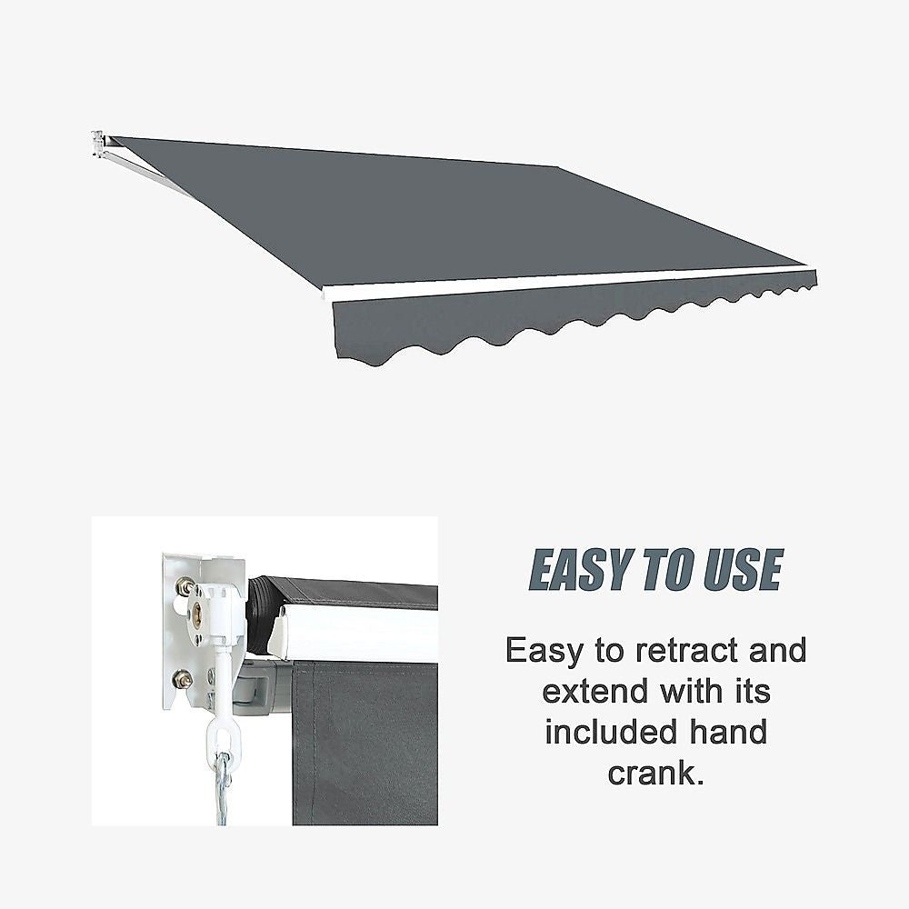 Folding Arm Awning – 4x3m Grey Retractable Outdoor Shade