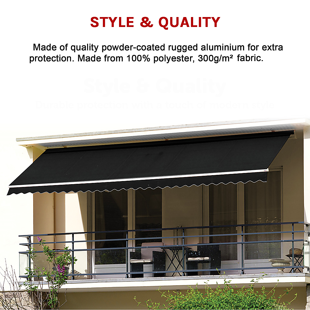 Folding Arm Awning – 4x3m Black Retractable Outdoor Shade