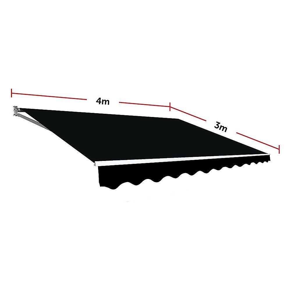 Folding Arm Awning – 4x3m Black Retractable Outdoor Shade