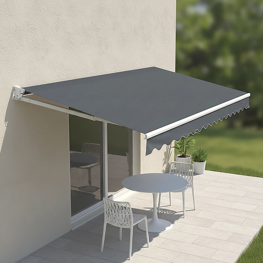 Motorised Retractable Awning – 3x2.5m Grey Outdoor Shade