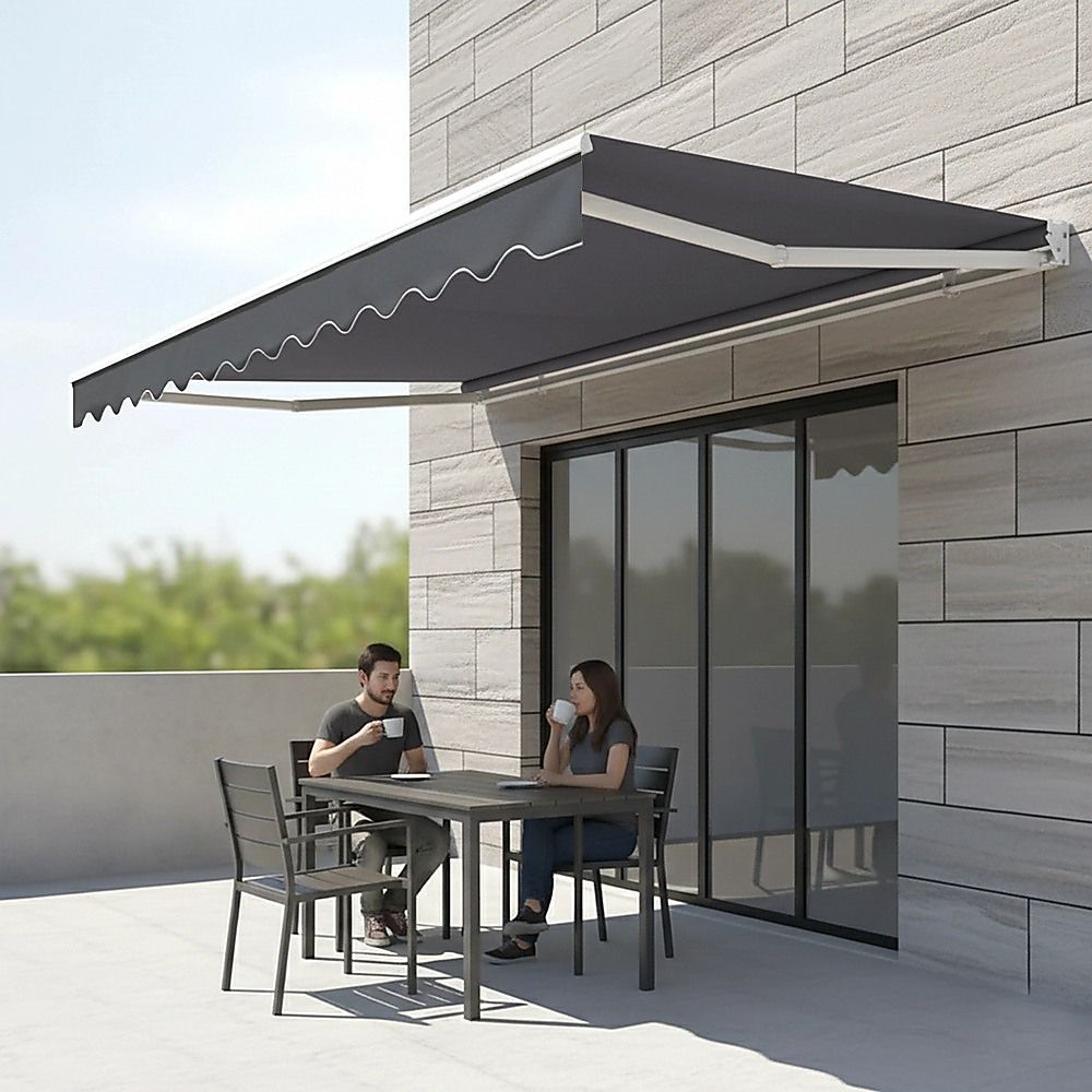 Motorised Retractable Awning – 3x2.5m Grey Outdoor Shade