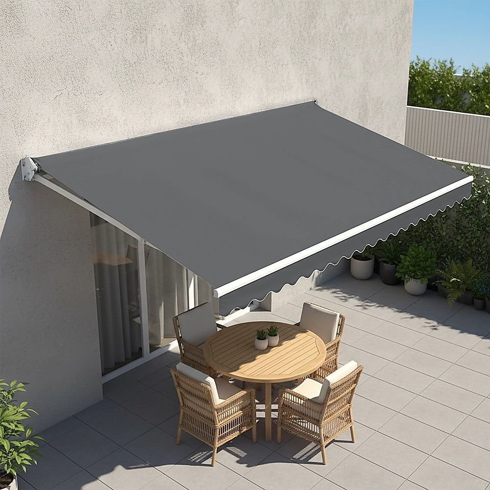 Motorised Retractable Awning – 4x2.5m Grey Outdoor Shade