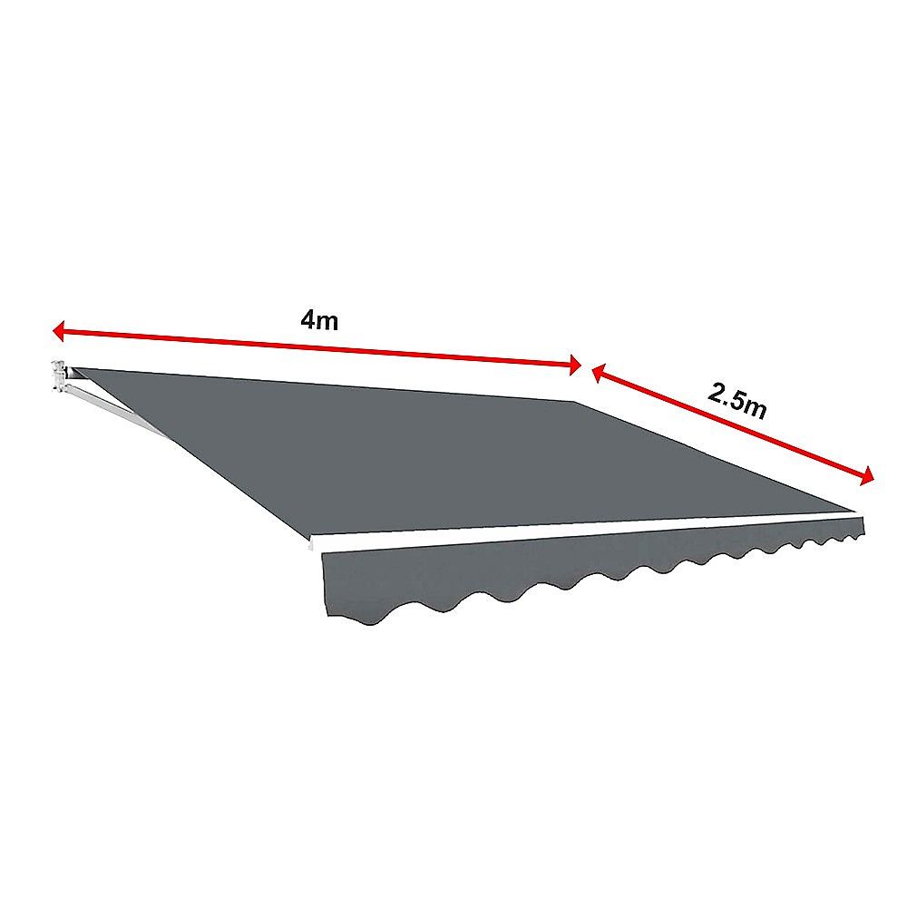 Motorised Retractable Awning – 4x2.5m Grey Outdoor Shade