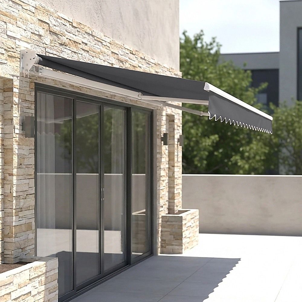 Motorised Retractable Awning – 5x2.5m Grey Outdoor Shade