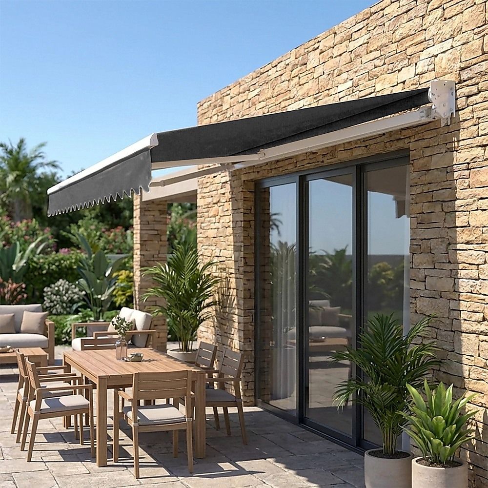 Motorised Retractable Awning – 5x2.5m Grey Outdoor Shade