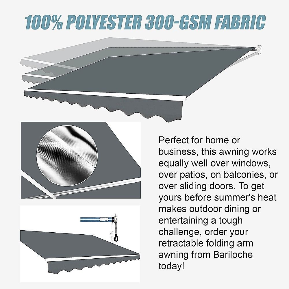 Motorised Retractable Awning – 5x2.5m Grey Outdoor Shade