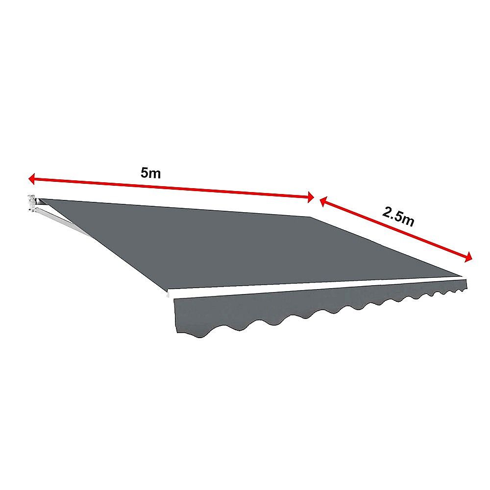 Motorised Retractable Awning – 5x2.5m Grey Outdoor Shade