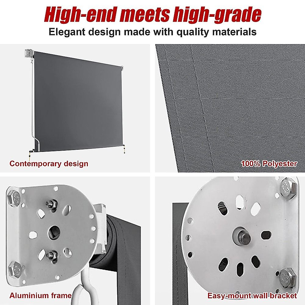Straight Drop Awning – 2.1x2.5m Grey Retractable Patio Screen