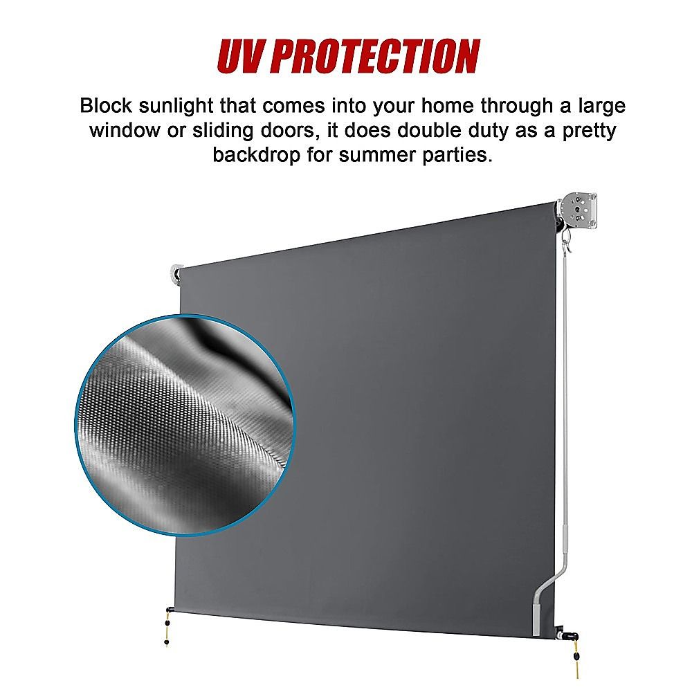 Straight Drop Awning – 2.1x2.5m Grey Retractable Patio Screen