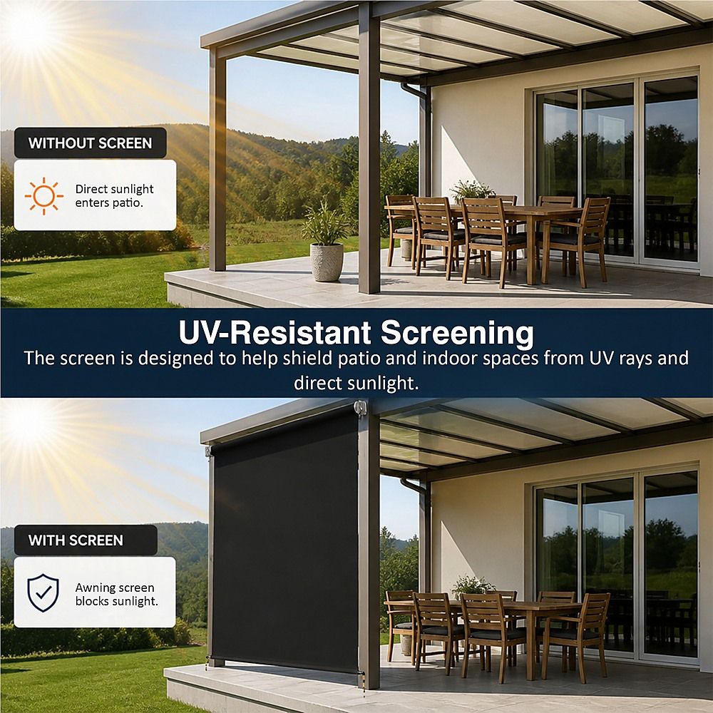 Straight Drop Awning – 2.1x2.5m Black Retractable Patio Screen