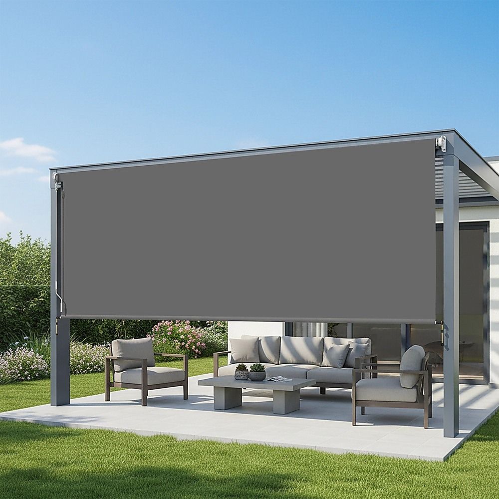 Straight Drop Awning – 3x2.5m Grey Retractable Patio Screen