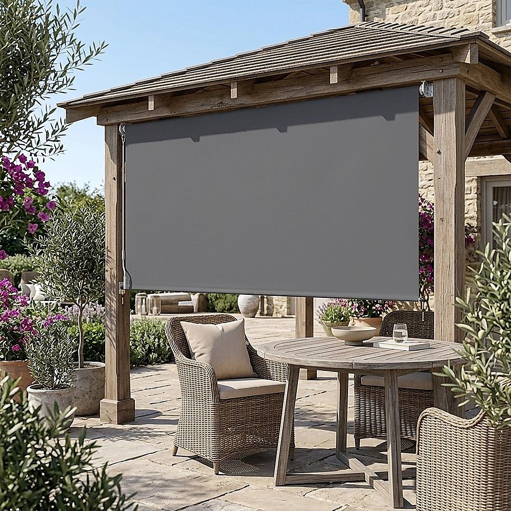 Retractable Straight Drop Roll Down Awning Garden Patio Screen 3.0X2.5M