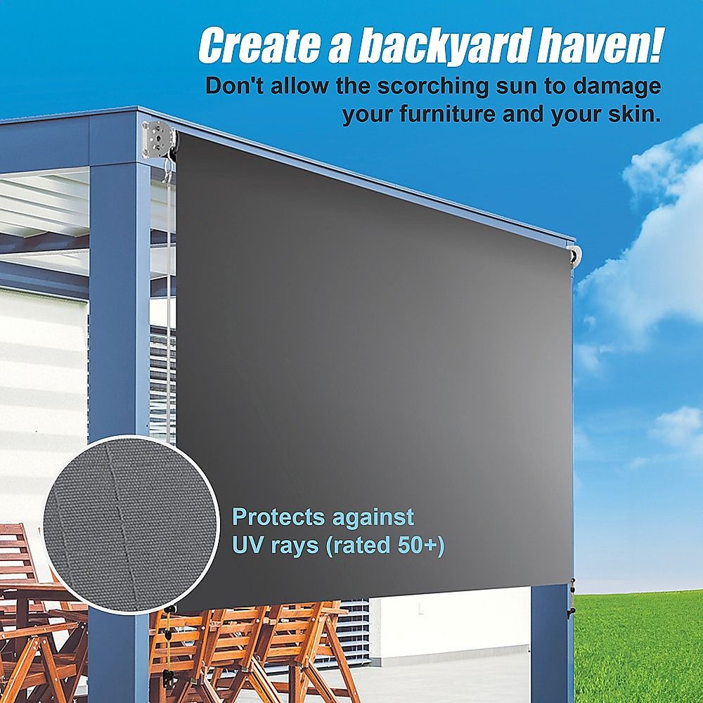 Straight Drop Awning – 3x2.5m Grey Retractable Patio Screen