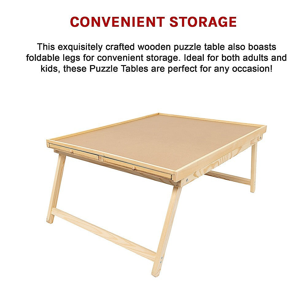 1500 Piece Wooden Jigsaw Puzzle Table – 67x87cm Puzzle Board with Folding Legs