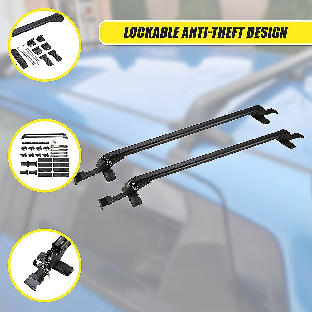 Lockable Aluminium Car Roof Rack Bars Without Rail Anti Theft Luggage Carrier