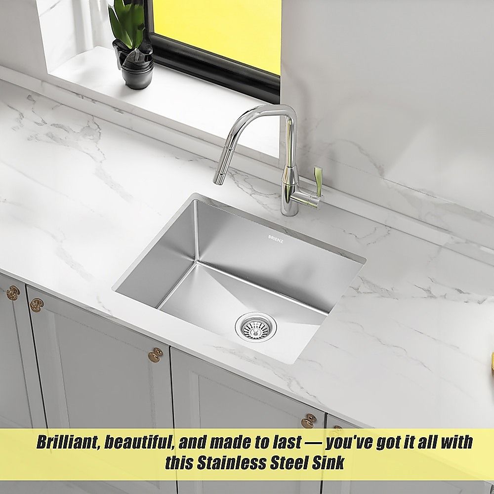 600x450mm Handmade 1.5mm 16 Gauge Stainless Steel Kitchen Laundry Sink with Waste