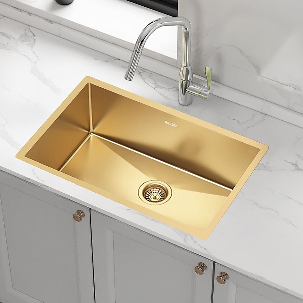 700x450mm Handmade 1.5mm 16 Gauge Gold Stainless Steel Kitchen Laundry Sink with Waste