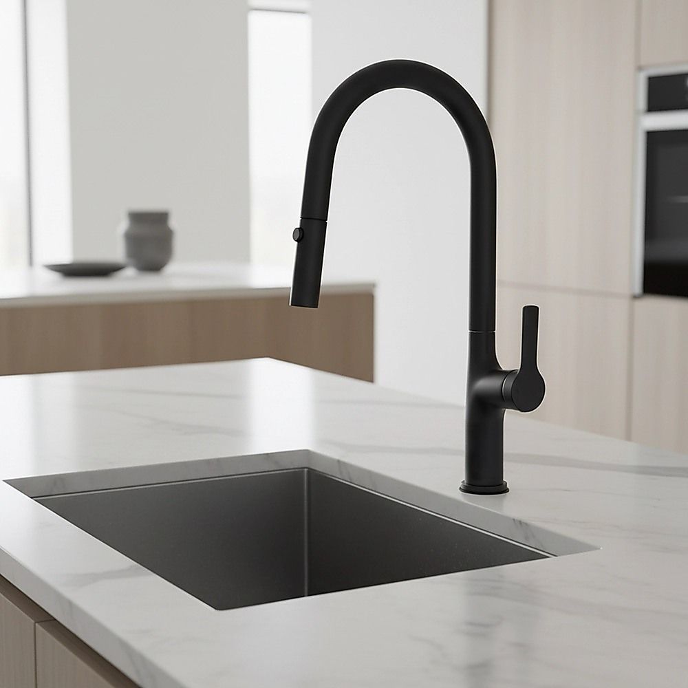 Kitchen Laundry Bathroom Basin Sink Pull Out Mixer Tap Faucet in Black