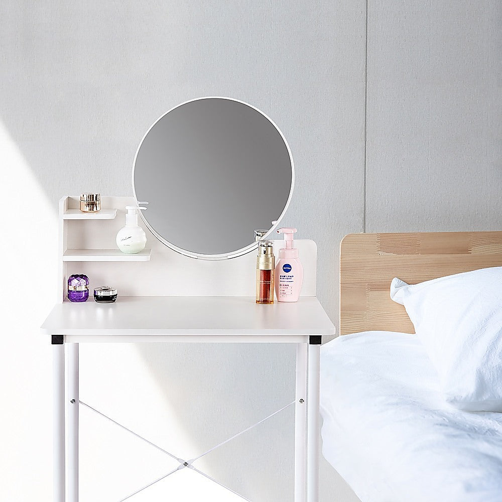White Dressing Table with Mirror – Makeup Vanity Desk for Bedroom