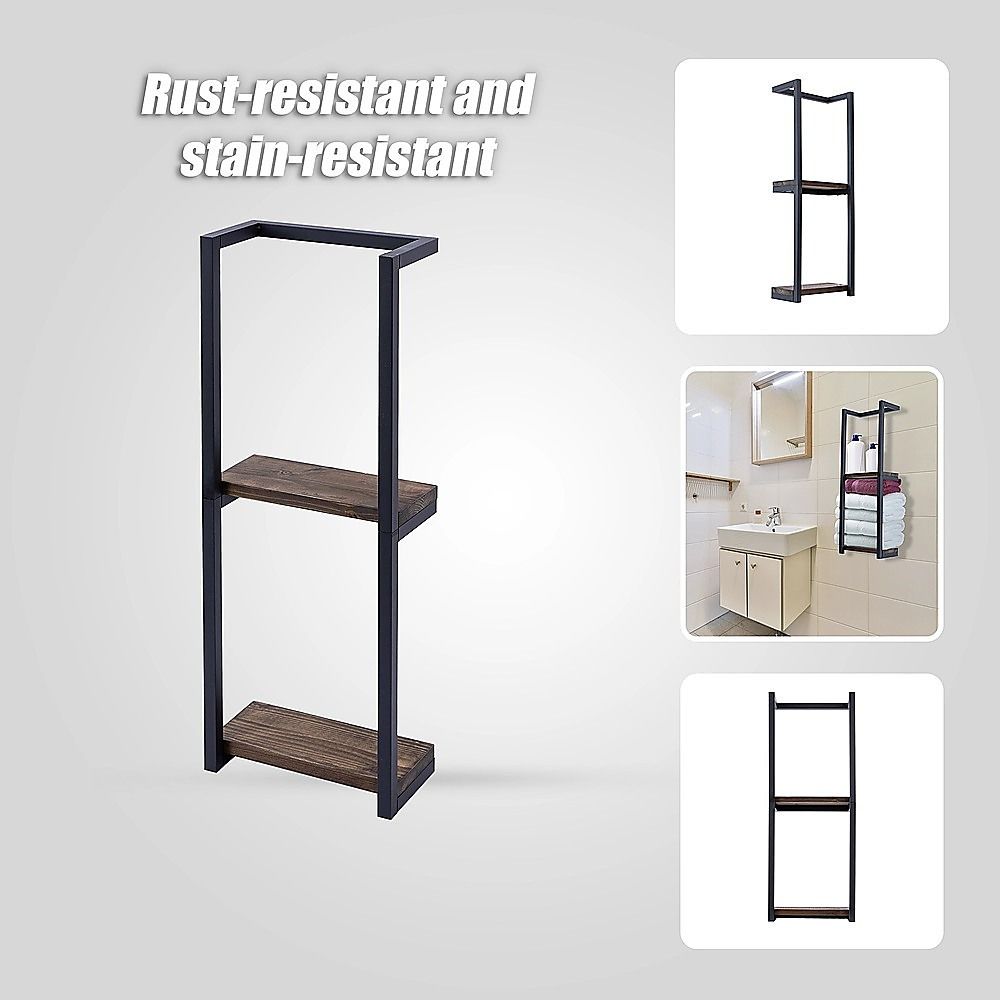Stylish Bathroom Towel Storage Rack with Wooden Shelves