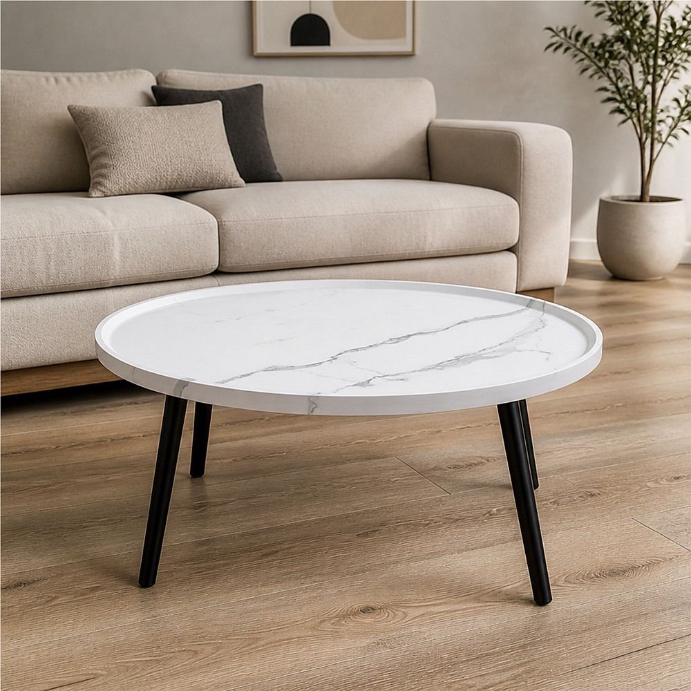 Oval Coffee Table Mid Century Modern Minimalist Display