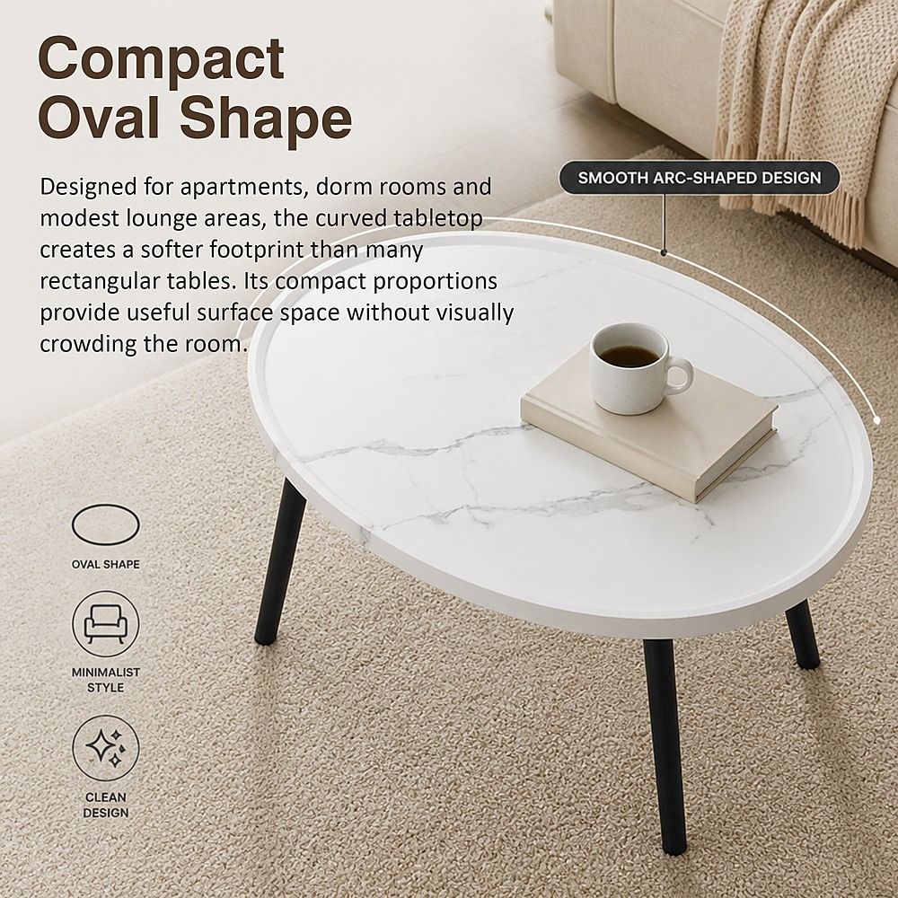 Oval Coffee Table Mid Century Modern Minimalist Display
