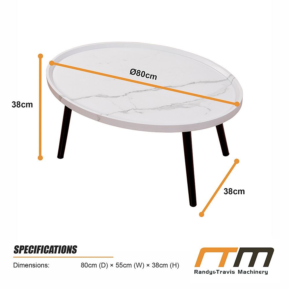 Oval Coffee Table Mid Century Modern Minimalist Display