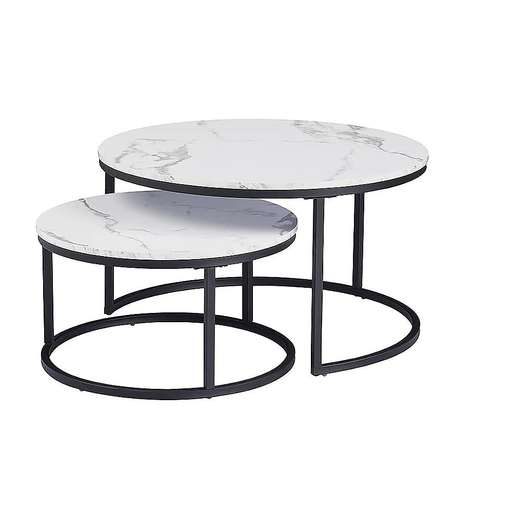 Coffee Table Round Marble Design Nesting Side Furniture