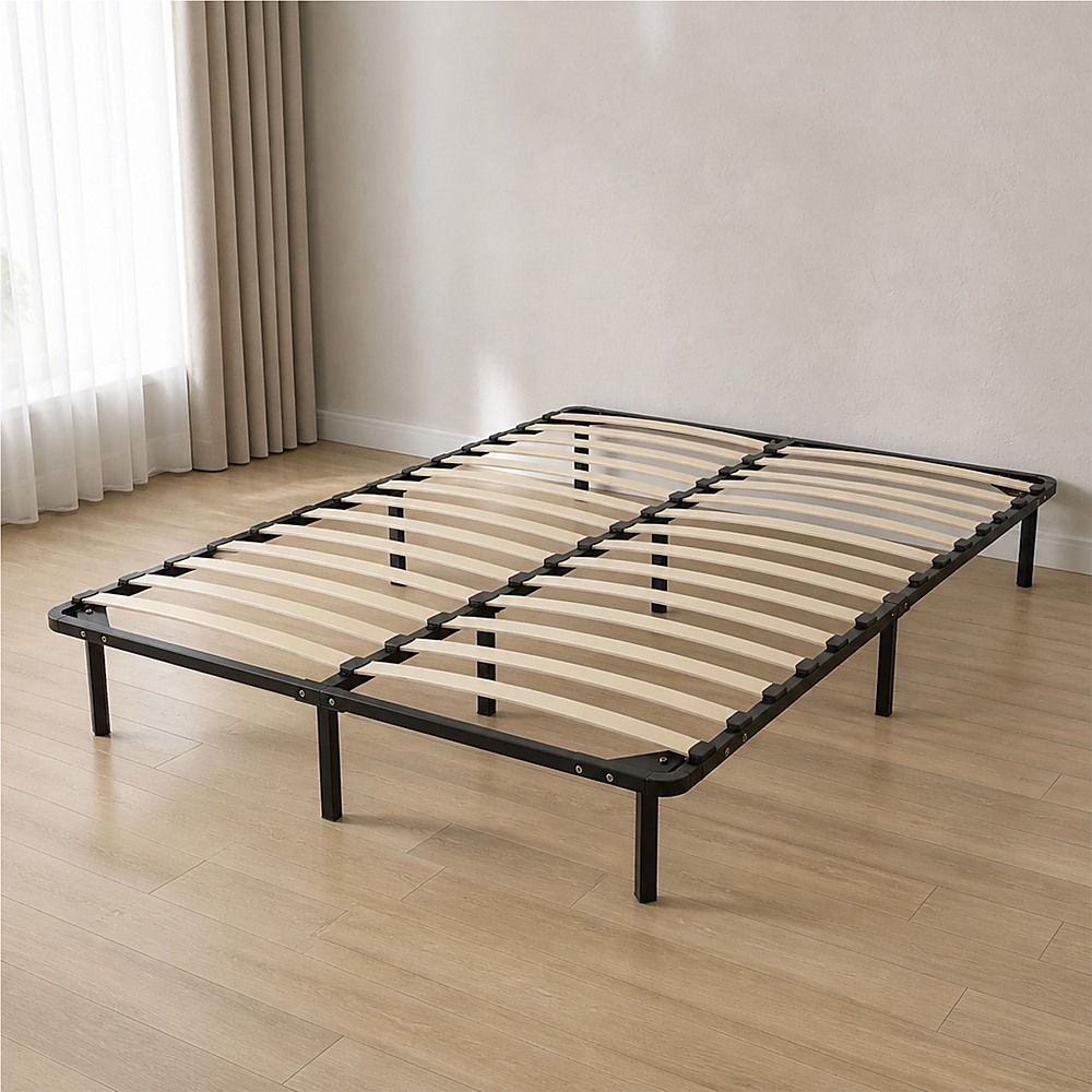 Metal Bed Frame for Double Mattress – Black Powder-Coated Steel Base