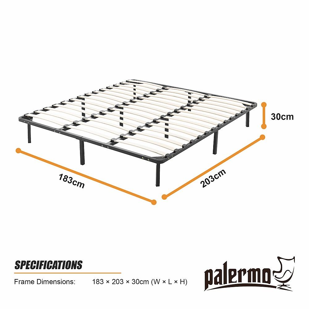 Metal Bed Frame for King Mattress – Black Powder-Coated Steel Base