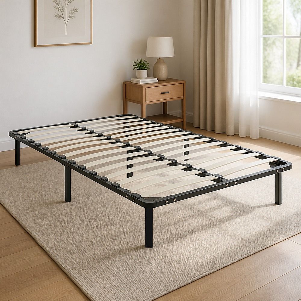 Metal Bed Frame for King Single Mattress – Black Powder-Coated Steel Base