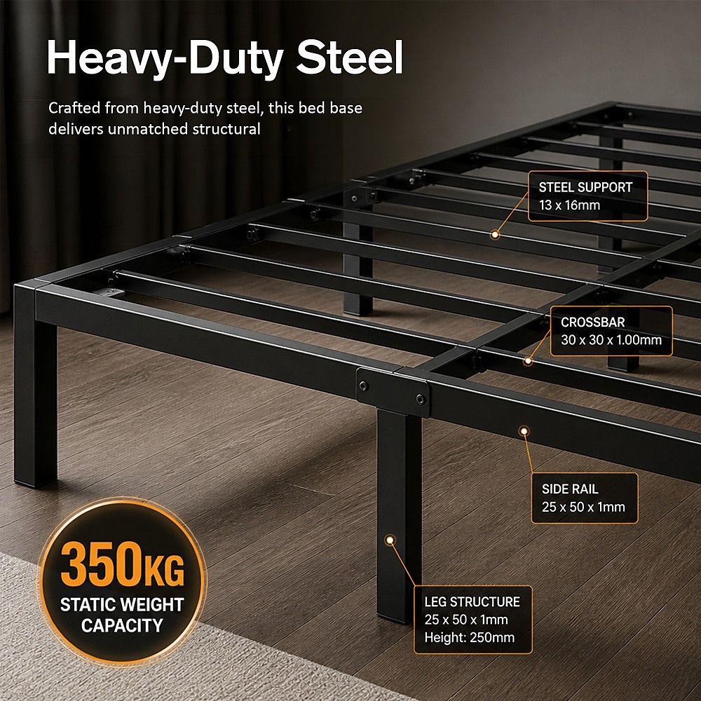 Double Full Metal Bed Frame Base – Sturdy Steel Bed Base for Australian Mattress