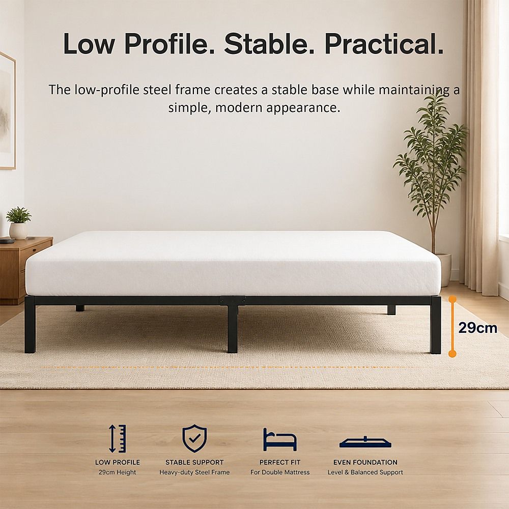 Double Full Metal Bed Frame Base – Sturdy Steel Bed Base for Australian Mattress