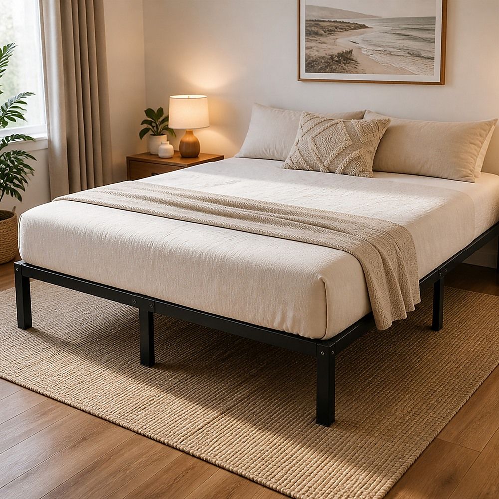 King Full Metal Bed Frame Base – Sturdy Steel Bed Base for Australian Mattress
