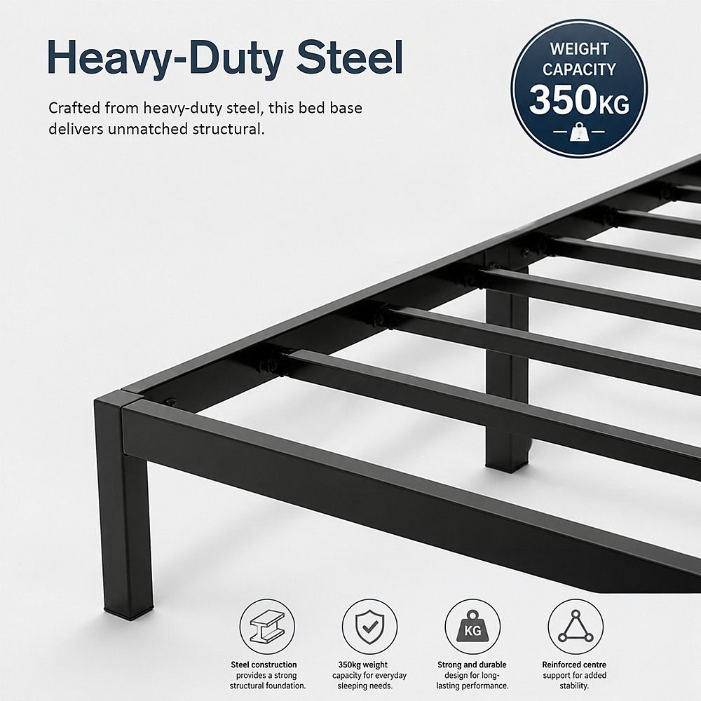 King Full Metal Bed Frame Base – Sturdy Steel Bed Base for Australian Mattress