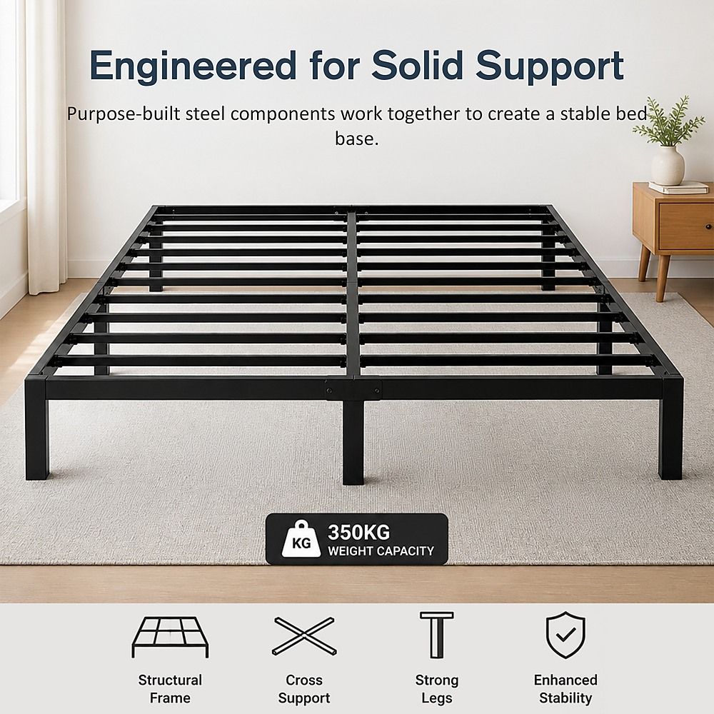 Queen Full Metal Bed Frame Base – Sturdy Steel Bed Base for Australian Mattress