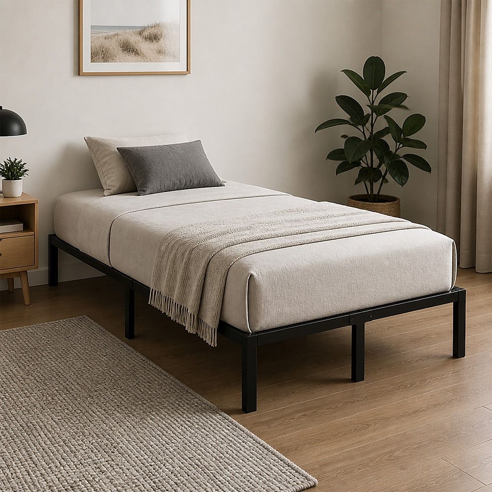 Metal Bed Frame – Heavy-Duty Steel Base for King Single Mattress