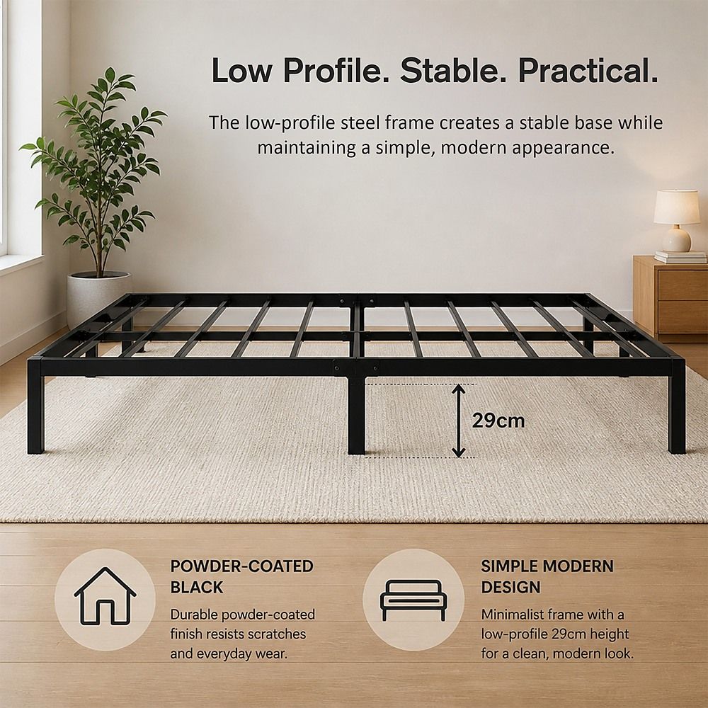 Metal Bed Frame – Heavy-Duty Steel Base for King Single Mattress