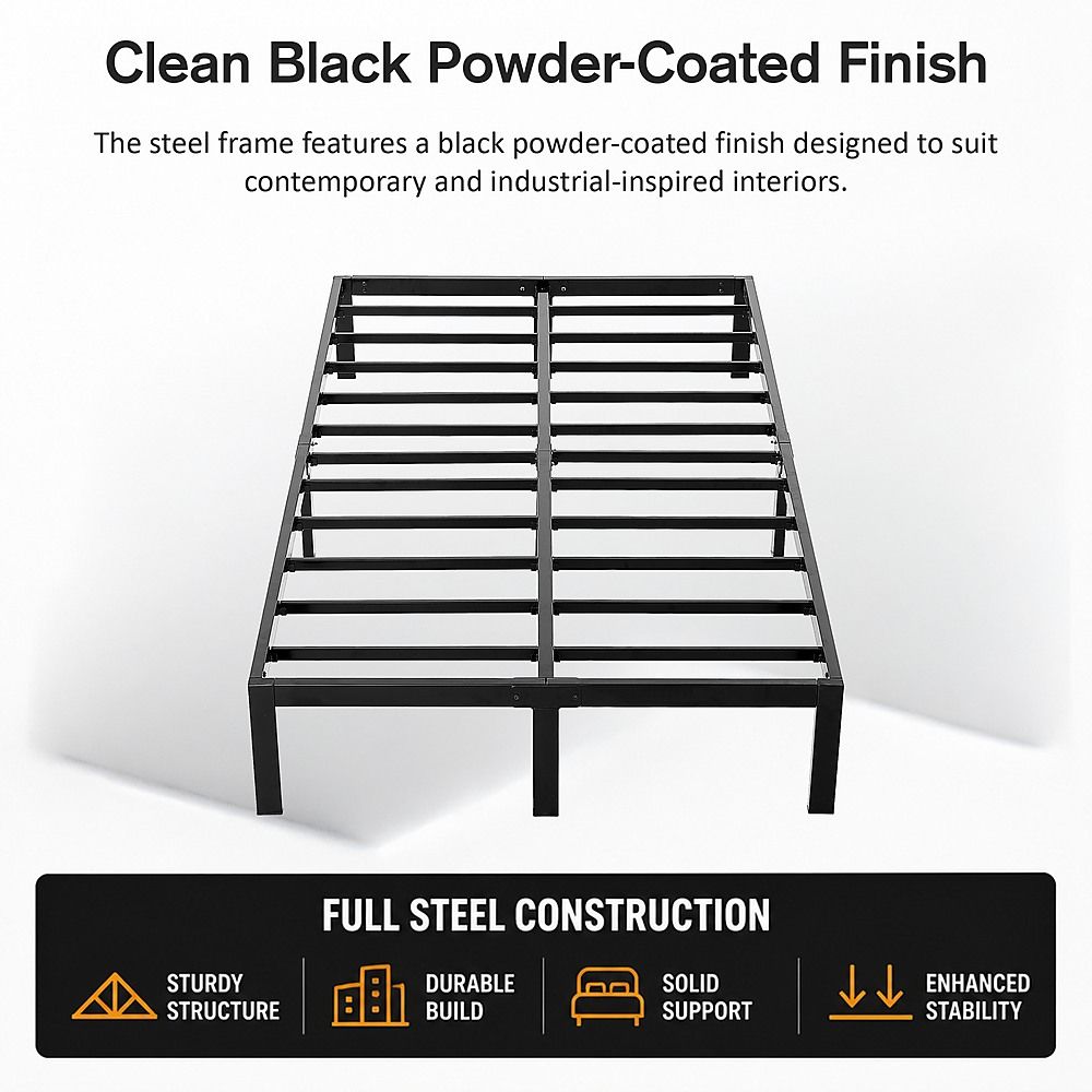 Metal Bed Frame – Heavy-Duty Steel Base for King Single Mattress