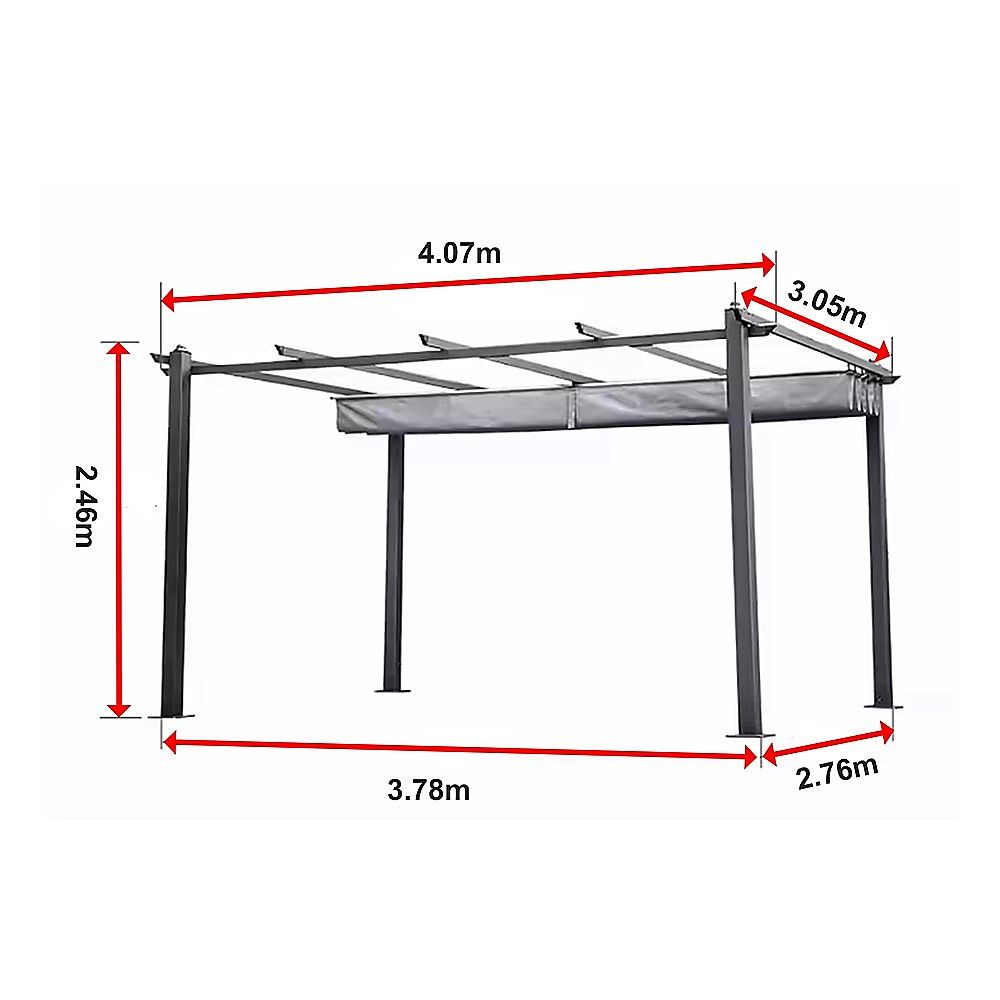 3x4M Aluminium Pergola Marquee with Retractable Roof – Garden Canopy