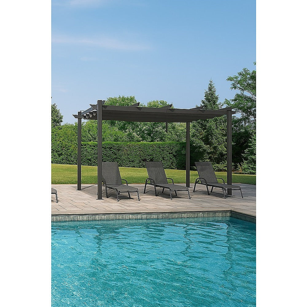 3x4M Aluminium Pergola Marquee with Retractable Roof – Garden Canopy