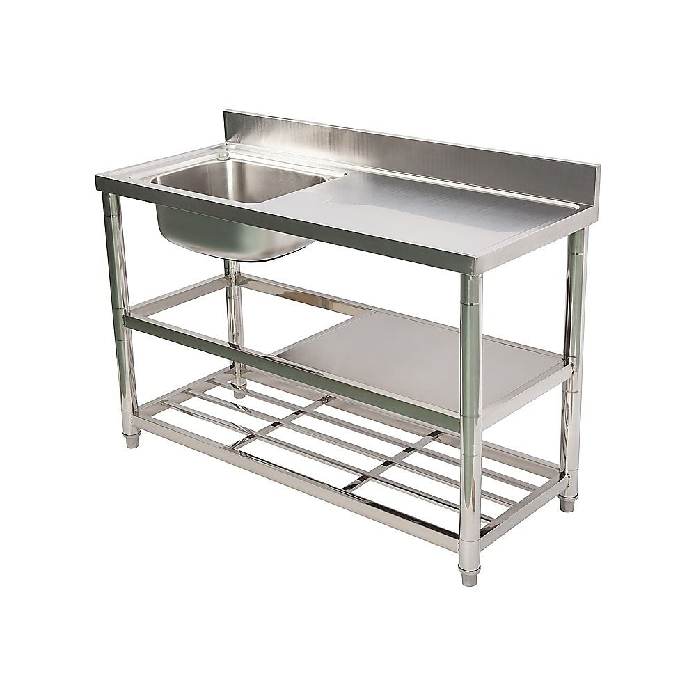 Freestanding Stainless Steel Kitchen Sink 120x50x79cm – Commercial Utility Wash Basin