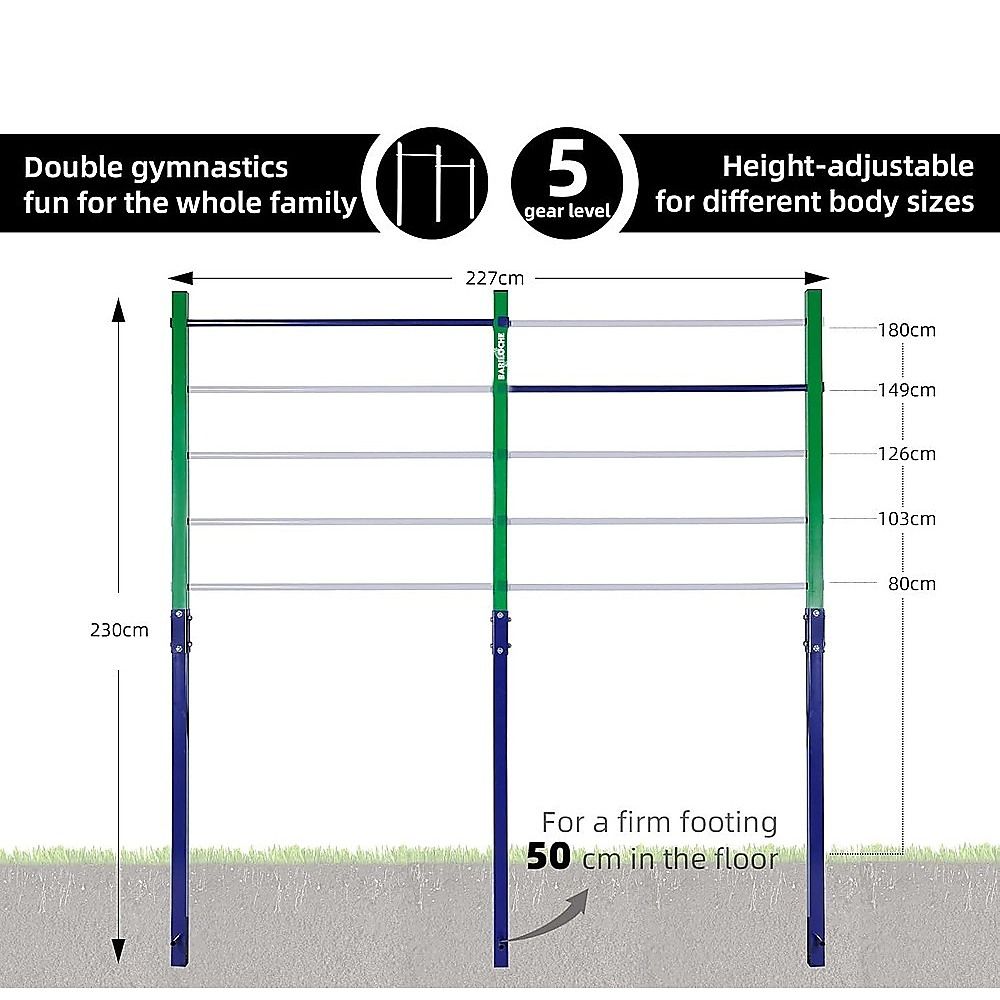 Double Outdoor Pull-Up Bar – Height Adjustable Gymnastics & Fitness Bar