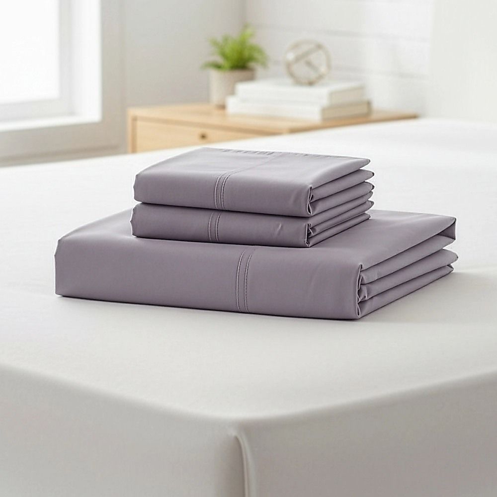 Double Bed Sheet Set – 1800 Series Microfiber, Deep Pocket, Soft & Breathable, Grey