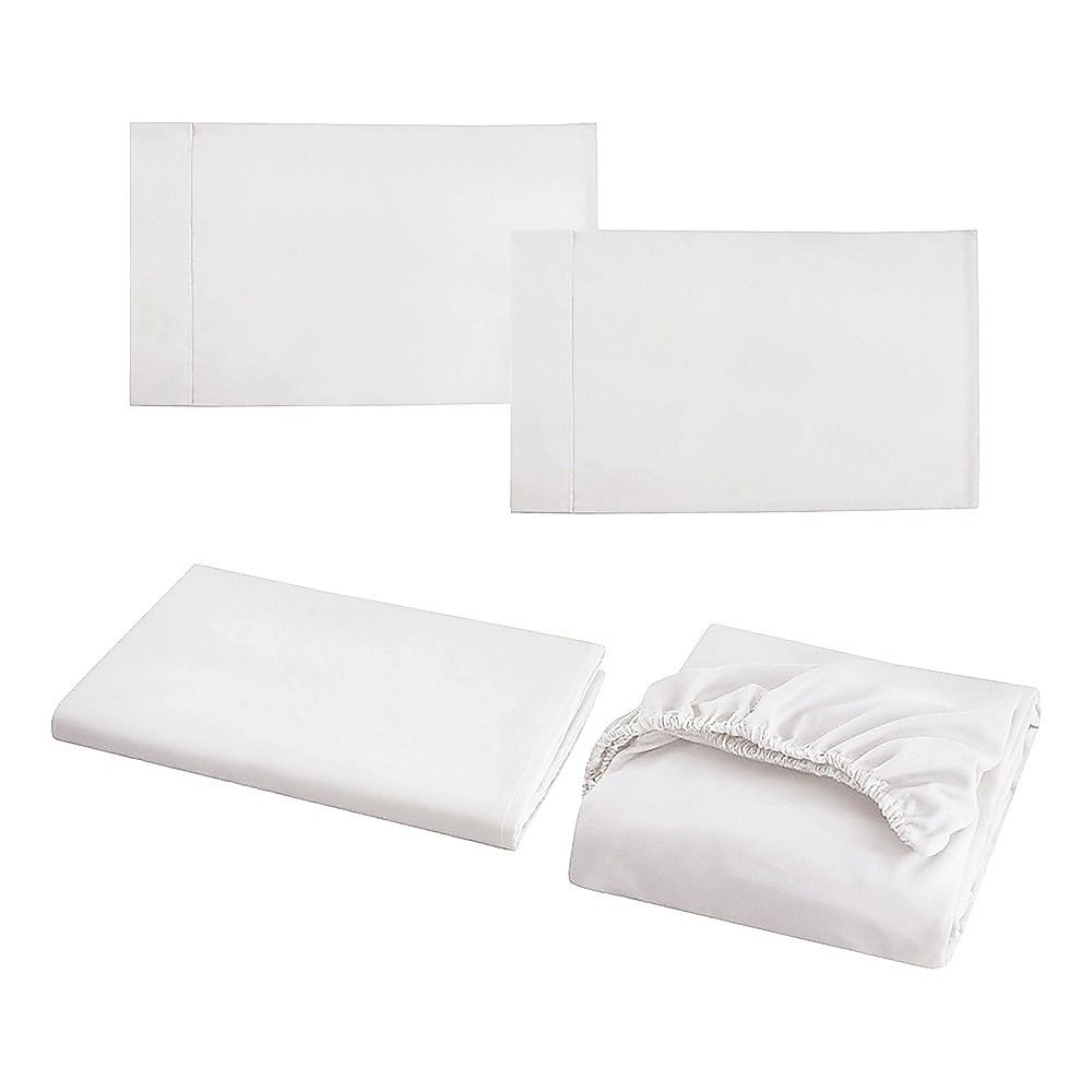 Double Bed Sheet Set – 1800 Series Microfiber, Deep Pocket, Soft & Breathable, White