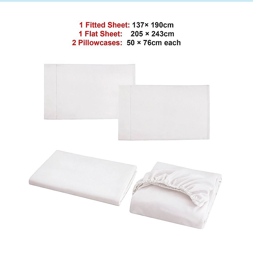 Double Bed Sheet Set – 1800 Series Microfiber, Deep Pocket, Soft & Breathable, White
