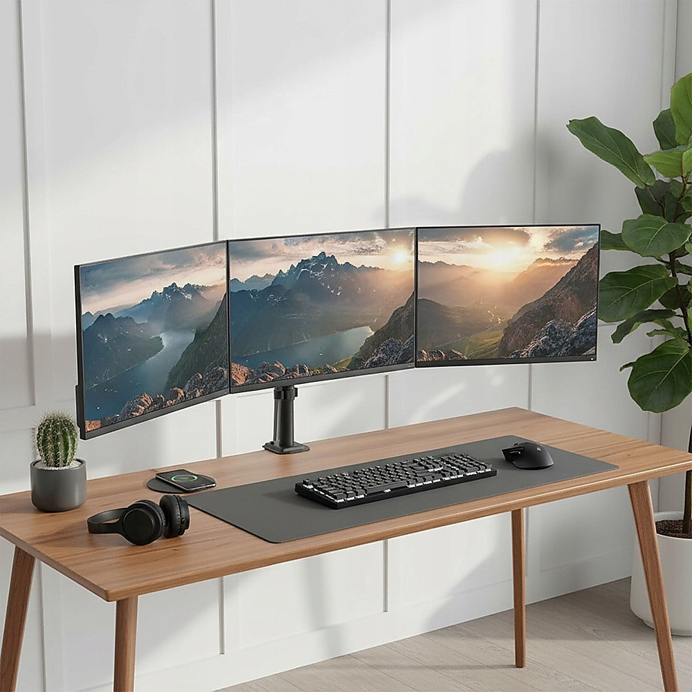 Triple Monitor Mount Stand – Desk Clamp with 3 Adjustable Arms for Multi-Screen Setup